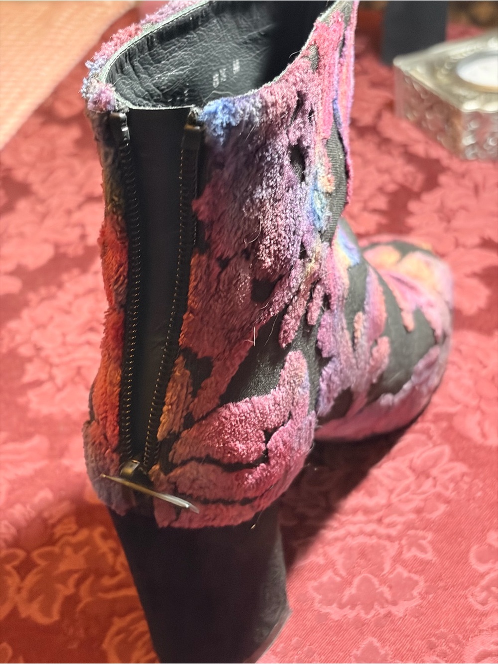 Stuart Weitzman Multicolor Floral Velvet Ankle Boots - Picture 10 of 15